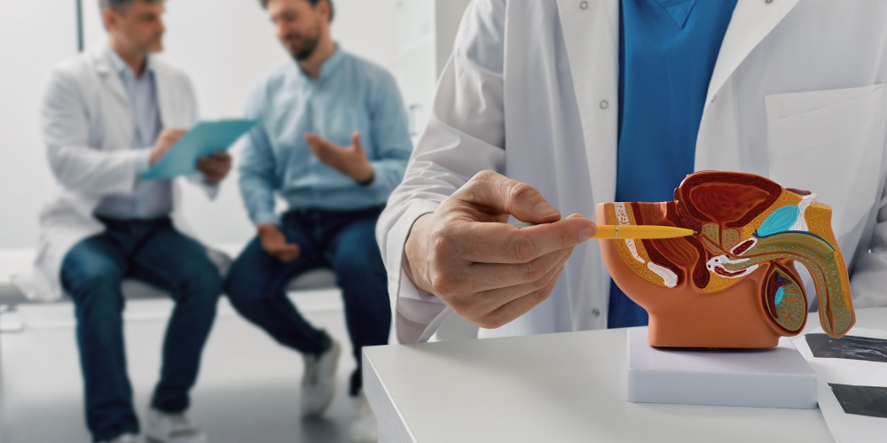 Pacjent podczas konsultacji u fizjoterapeuty urogolicznego